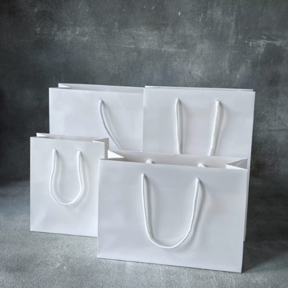 Handle White Paper Bags