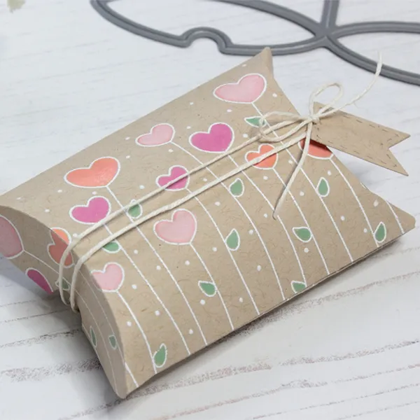 Custom Printed Kraft Paper Gift Pillow Boxes