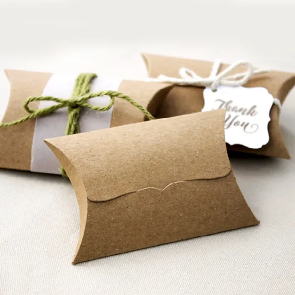 Custom Kraft Paper Gift Pillow Boxes