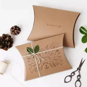 Custom Printed Kraft Paper Gift Pillow Packaging Boxes