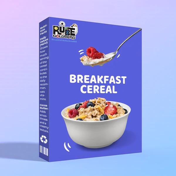 Custom Printed Rube Goldberg Cereal Boxes